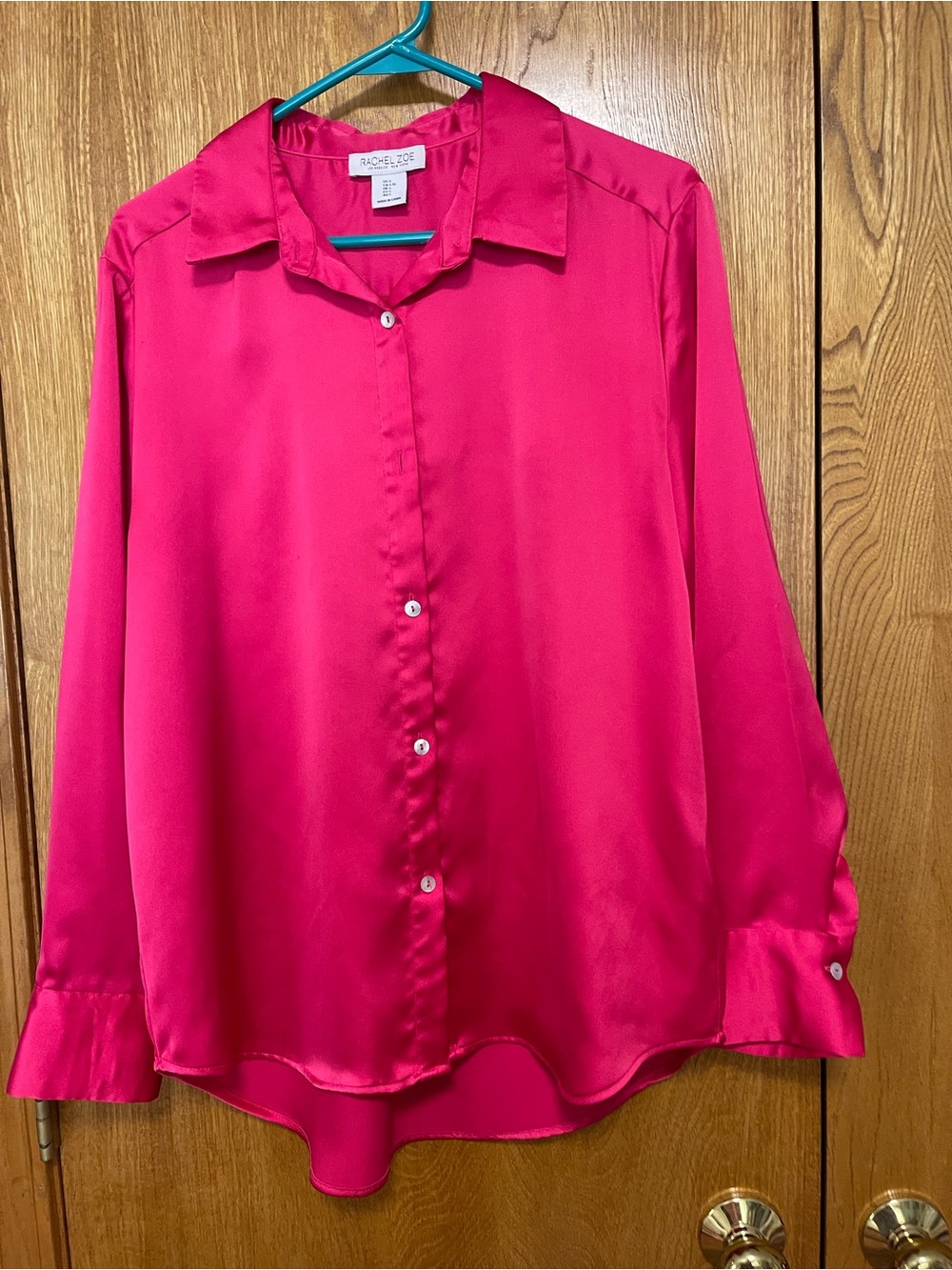 Rachel Zoe Hot Pink Satin Button-Front Shirt